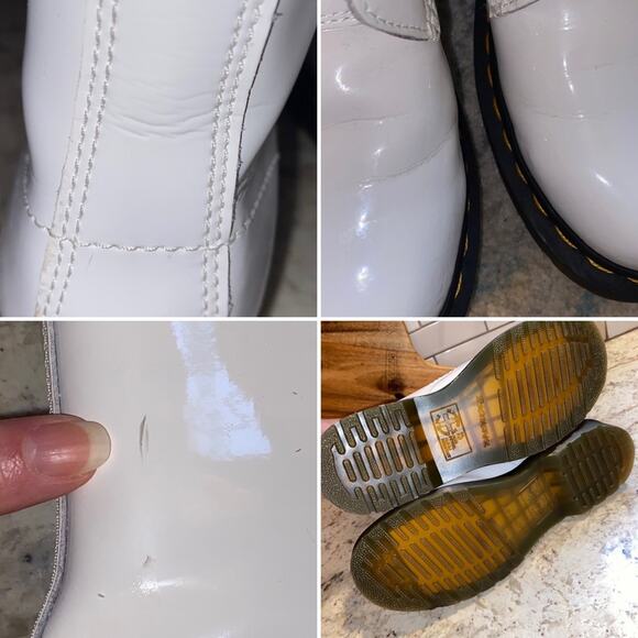 Doc Dr Martens $150 11821 White Gloss Leather Boots 8 Eyelet US Women’s 7 - Picture 15 of 15